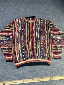 Vintage Coogi style knit sweater wild pattern Size Xl colorful 90s READ - Picture 1 of 9