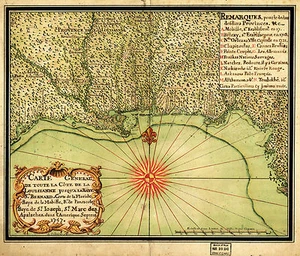 Póster de genealogía con impresión de arte de pared de Luisiana a Florida de 1747 de la costa del Golfo 11x13 - Imagen 1 de 2