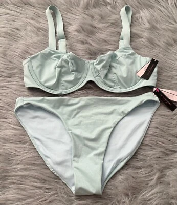 Victoria's Secret Nwt Wicked Top & Bottom Green Shine Swim Bikini Set 36C / M - Image 1 of 4