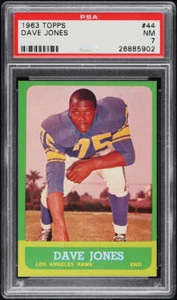 1963 Topps FB Card # 44 Deacon Jones Los Angeles Rams HOF ROOKIE RC PSA 7 NRMT - Picture 1 of 2