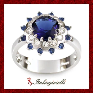 Regale Anello Zaffiro Donna in Argento 925 rodiato Oro Bianco - Foto 1 di 6