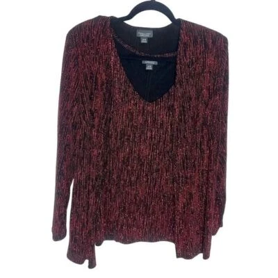 Dressbarn woman 14/16 formal black with red glitter 2 piece tank + jacket set - Image 1 of 4