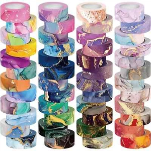 48 Rollen Washi Tape Set - Deko Masking Tape farbige Marmorierungsmuster, Adh - Bild 1 von 3
