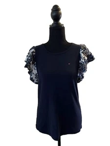 Tommy Hilfiger Shirt Women’s XS Island Floral Flutter Short Sleeve $49.50 - Imagen 1 de 11