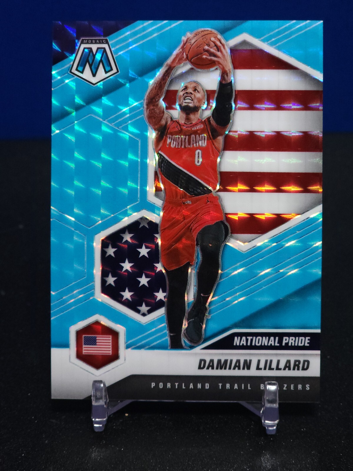 2020-21 Mosaic Damian Lillard National Pride Fluorescent Blue /15