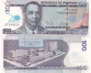 Commemorative 20th Central Bank Philippines 2013 100 Peso Piso P218 UNC P 218 - Picture 1 of 1