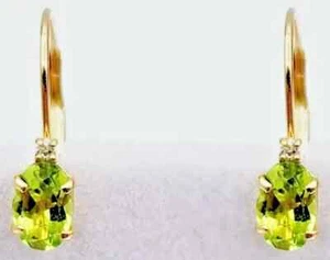 2.20Ct Oval Cut Simulated Peridot Drop & Dangle Earrings 14K Yellow Gold Plated - Picture 1 of 6
