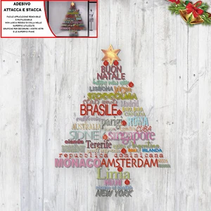 ADESIVO VETRINA AGENZIA VIAGGI ATTACCA E STACCA DECORAZIONE ALBERO CITTà NATALE - Picture 1 of 3