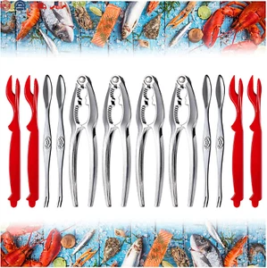 13 Pieces Crab Leg Crackers Set Includes Nut Crackers Lobster Shell Forks + Bag - Picture 1 of 8
