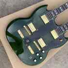 New Custom Green Double Neck Electric Guitar 6/12 Strings Guitar High Quality