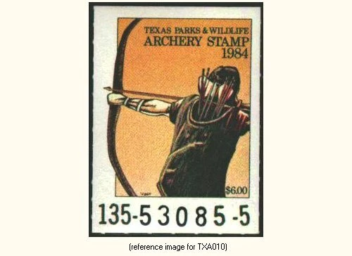 D2K Texas Archery Stamp 1984 $6.00 - Image 1 of 1