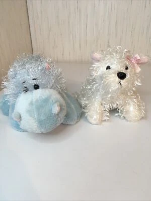 GANZ Webkinz Blue Hippo And White Hair Poodle Dog With Pink Bow - Image 1 of 4