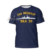 USS BELKNAP DLG-26 T-shirt Men's Casual tshirts Short Sleeve Shirts Top Tee