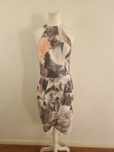 COOPER STREET size 10 dark pink floral geometric high neck bodycon party - Picture 1 of 7