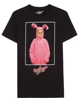 NUEVO CON ETIQUETAS Camiseta Gráfica Para Hombre "A Christmas Story" Ralphie en Traje Rosa Conejito Talla S Foto 1 de 4
