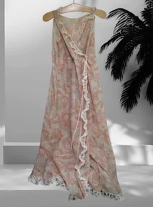 Vestido sin mangas vintage Peerless England años 60 70 encaje volantes talla 38 - Imagen 1 de 9
