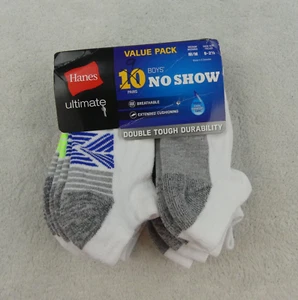 Hanes Socks Boys Medium Fits Shoe Size 9-2.5 No Show Cushioning 9 Pairs - Picture 1 of 10