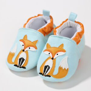 NEW Baby Boy Girl Fox Owl First Walker Soft Sole Baby Crib Shoes Slippers