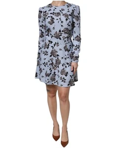 RED VALENTINO Dress Light Blue Floral Long Sleeves A-line Mini IT40/US6/S 680usd - Picture 1 of 9