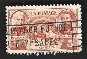 Sc# 964 3c Oregon Territory McLoughlin & Lee with Slogan Cancel - (A-6) - Picture 1 of 2