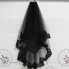 Halloween Black Bridal Veil With Comb For Brides