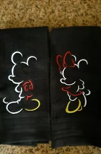 Juego de 2 toallas de cocina bordadas negras 100 % algodón Mickey & Minnie nuevas - Imagen 1 de 4