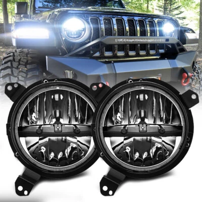 Faros LED redondos con soportes de 9 pulgadas para Jeep Wrangler JL Gladiator 2018-2022 Foto 1 de 4