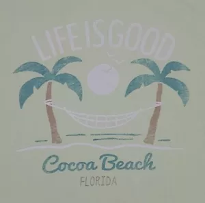 Life Is Good Shirt Womens Medium Cocoa Beach Florida Hammock Palm Ladies A09 - Picture 1 of 14