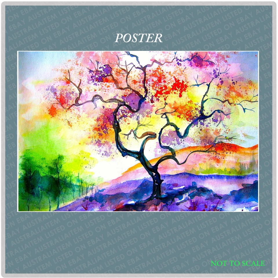 WATERCOLOR TREE, ART POSTER PRINT, PHOTO ART Wall Decor choose size Foto 1 de 1