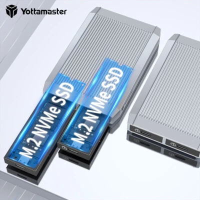 Yottamaster Dual Bay M.2 NVMe Typ-C Adapter Externes SSD Gehäuse Case 10 Gbit/s
