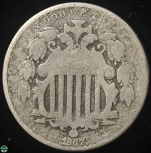 1867 No Rays Shield Nickel - Good Details - Picture 1 of 2