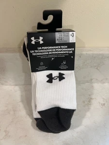 NUEVO PAQUETE DE 3 PARES DE CALCETINES UNDER ARMOUR PARA HOMBRE UA PERFORMANCE TECH CREW TALLA 7-8,5 WH - Imagen 1 de 6