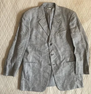 VESTIMENTA Made in Italy Vintage 3-Button Linen & Wool Tweed Jacket in Gray 48 L - Picture 1 of 7