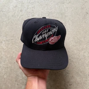 Vintage 1997 Detroit Red Wings Western Conference Champions Wool Snapback Hat - Picture 1 of 7