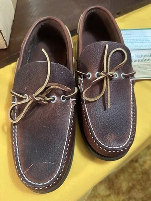 Zapatillas mocasín de cuero LL BEAN vintage para hombre de 8,5 de ancho nunca usadas marrón Foto 1 de 4