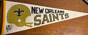 Vintage 1960s NEW Orleans Saints Helmet Full Size Football Pennant Flag - Picture 1 of 8