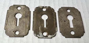 Lot 0f 3 Antique Original 1900's Reclaimed Door Keyhole Escutcheon Plate Covers - Picture 1 of 3