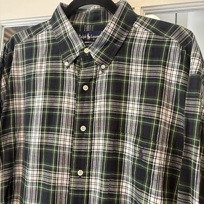 Camisa Ralph Lauren a Cuadros con Botones Talla XL Azul Verde Polo Pony Jockey Foto 1 de 4