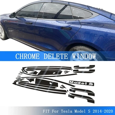 Glossy Black Chrome Delete Window Trims For Tesla Model S 2014-2020 Foto 1 de 4