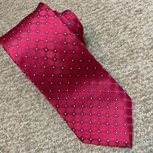 NUEVO CON ETIQUETAS Tommy Hilfiger Corbata de Seda Geométrica Roja Azul Preppy Business 3.25" - Imagen 1 de 5