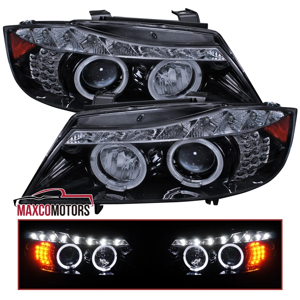 Smoke LED Strip Projector Headlights Fits 2006-2008 BMW E90 325i 328i Sedan L+R Foto 1 de 4