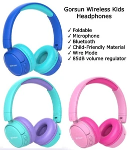 Gorsun Bluetooth Niños Auriculares 85dB Regulador de Volumen Micrófono Plegable, Niño - Imagen 1 de 29
