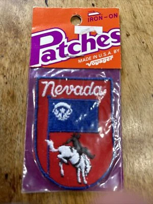 Vtg Nevada State USA Voyager Sew On Patch Embroidered Badge Flag Rodeo US - Image 1 of 4