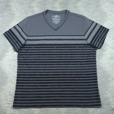 American Rag Men's V-Neck Short Sleeve White Black Gray Striped T-Shirt Size XL - Image 1 of 4