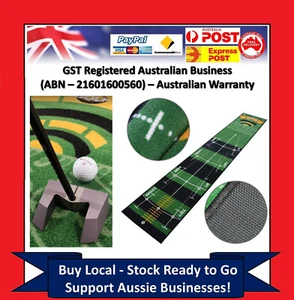 3 Metre - Golf Putting Mat Practice Portable Indoor Outdoor Putter Trainer Green - Foto 1 di 15