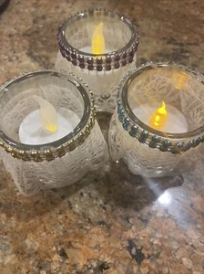 3Glass Wedding Decoration Handmade Craft Home DIY Tealight Holder with tea light - Picture 1 of 5