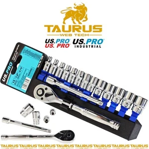 15-teilig US Pro Hand Ratsche Steckschlüsselsatz 1/4 Zoll Antrieb 72 Zähne CrV 4-14 Zum Selbermachen UK KOSTENLOSER VERSAND - Bild 1 von 6