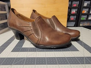 Earth Spirit Classics Shoes US 8 Brown Leather Closed Toe Block Heels - Picture 1 of 4