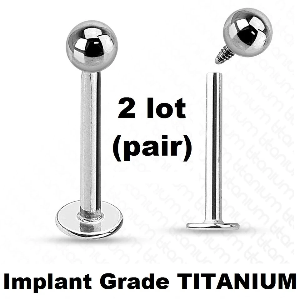 PAR) 2 pinos de titânio sólido IG Labret anel nariz lábio orelha piercing Philtrum Medus - Imagem 1 de 1