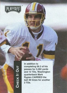 LISTA DE VERIFICACIÓN DE PLAYOFFS Mark Rypien INSERTAR PIELES ROJAS Estado de Washington WSU-COUGARS - Imagen 1 de 1